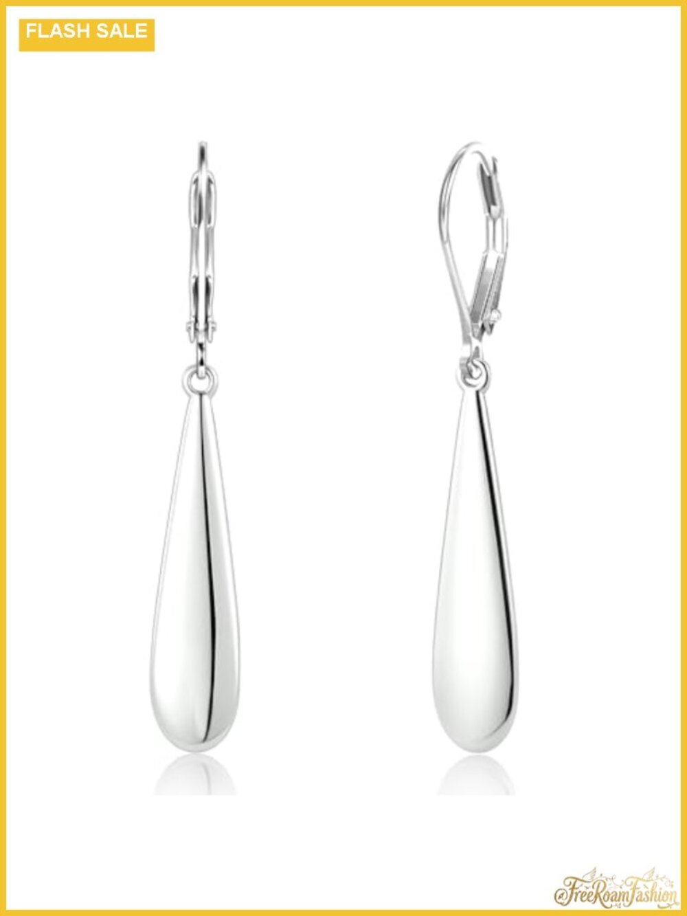 Sterling Silver Long Teardrop Dangle Earrings Leverback Drop Women